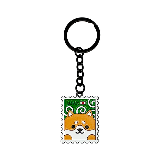 日本 切手型キーホルダー【全12柄】 柴犬