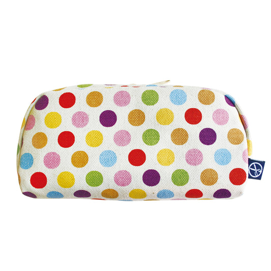 五色帆布堂 横長ポーチ ドット 生成り