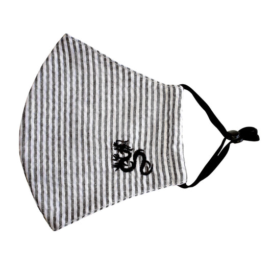 和心 ストライプ刺繍マスク 大人用 龍
