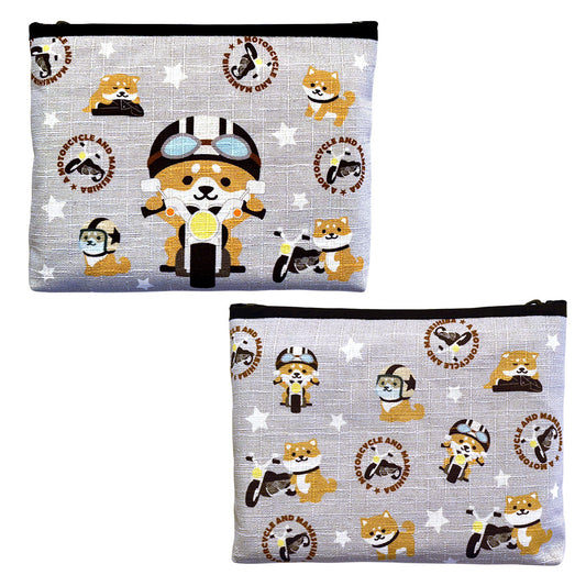 豆柴×ドライブ ミニ角ポーチ バイク