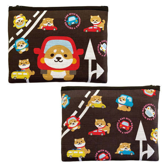 豆柴×ドライブ ミニ角ポーチ 車