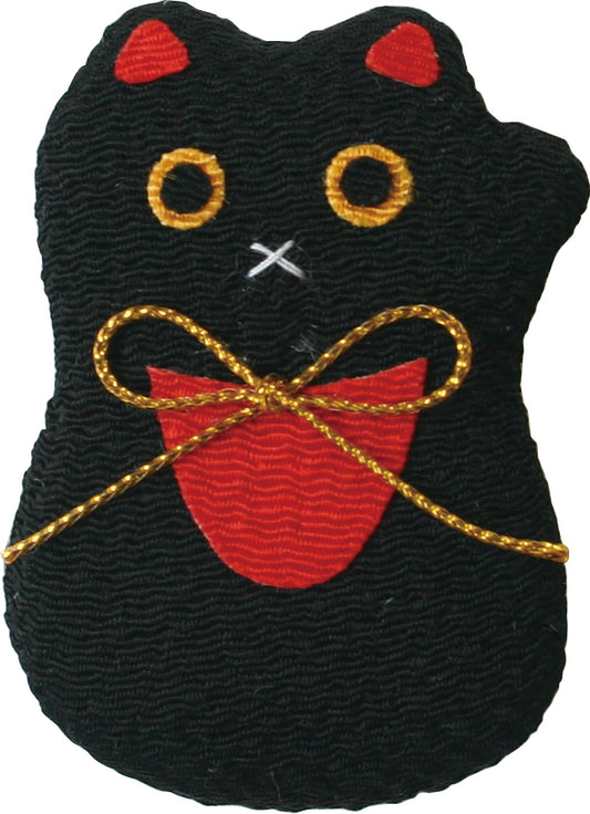 和心 ちりめんマグネット 招き猫 黒