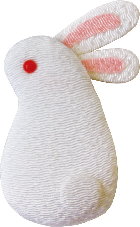 和心 ちりめんマグネット うさぎ 白