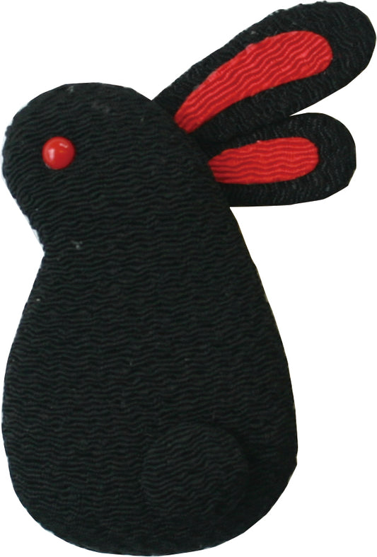 和心 ちりめんマグネット うさぎ 黒