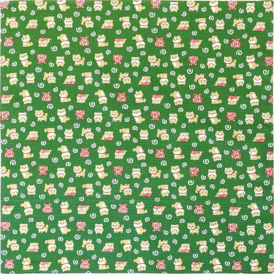 和布日和 小風呂敷 豆柴のおつかい 緑