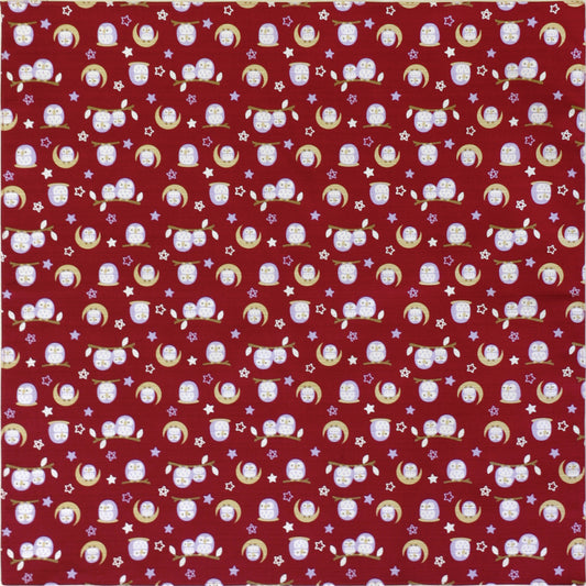 和布日和 小風呂敷 月夜のふくろう エンジ