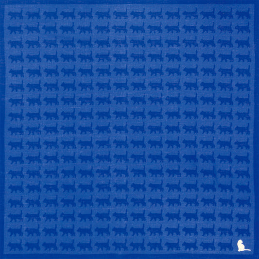 和の色 はんかち 猫 瑠璃色