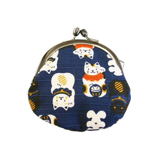 和布日和 2.5丸小銭入れ 招き猫 紺