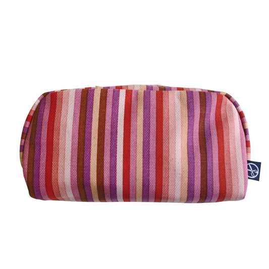 五色帆布堂 横長ポーチ 縞 ピンク