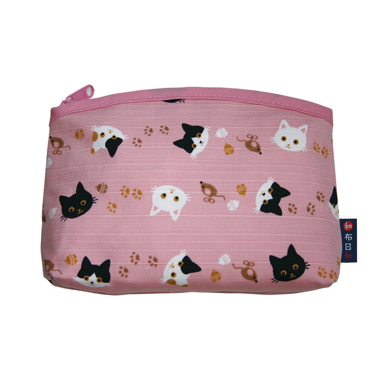 和布日和 底ハギポーチ 猫ネコ ピンク
