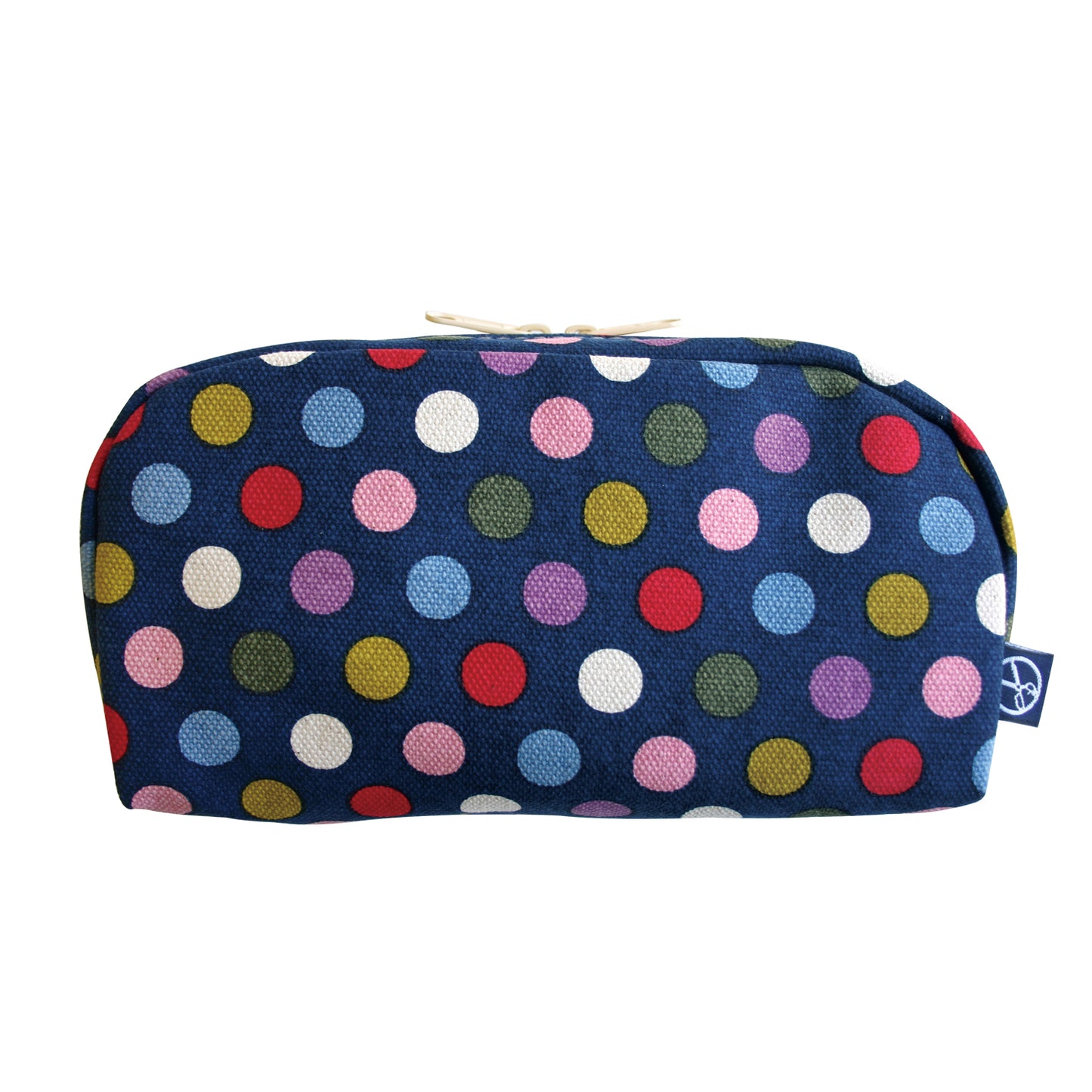 五色帆布堂 横長ポーチ ドット 紺
