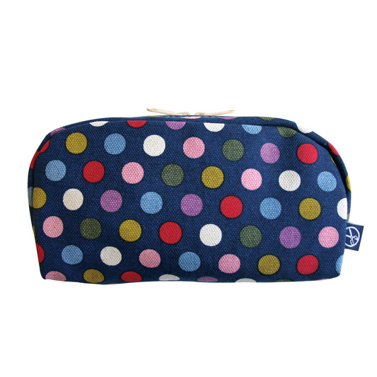 五色帆布堂 横長ポーチ ドット 紺