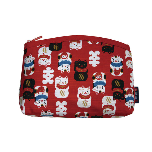 和布日和 底ハギポーチ 招き猫 赤