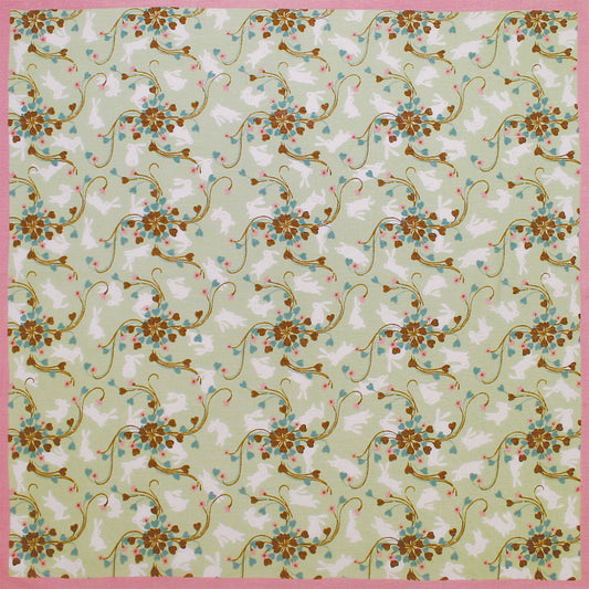 やさしいがーぜのあぶらとりはんかち こばな兎 グリーン