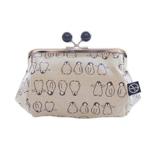 五色帆布堂 動物シリーズ 口金たわらポーチ ペンギン