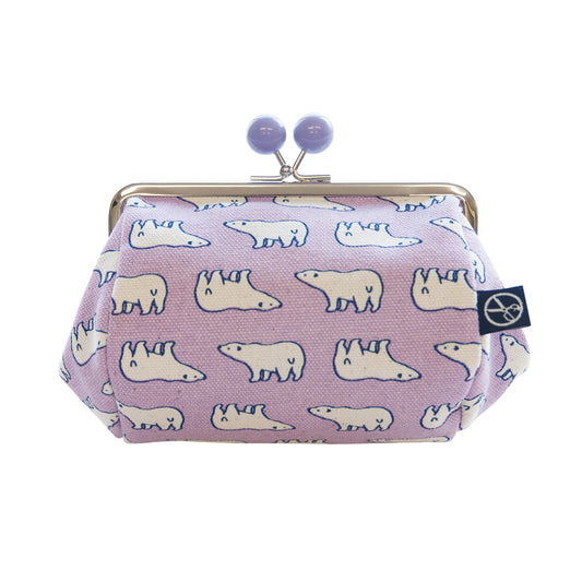 五色帆布堂 動物シリーズ 口金たわらポーチ シロクマ