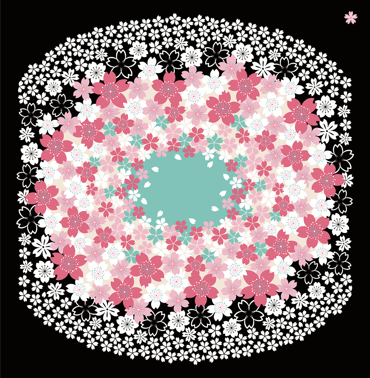 花衣 大風呂敷(三巾) 桜 黒