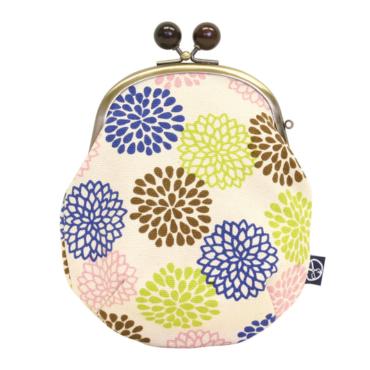 五色帆布堂 和の花シリーズ 3.6寸口金丸ポーチ 菊花