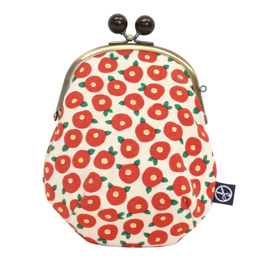 五色帆布堂 和の花シリーズ 3.6寸口金丸ポーチ 豆椿