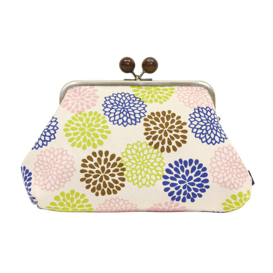 五色帆布堂 和の花シリーズ 5寸台形口金ポーチ 菊花