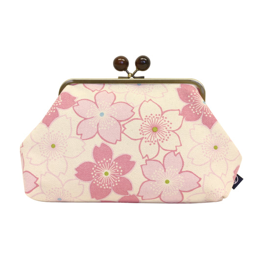 五色帆布堂 和の花シリーズ 5寸台形口金ポーチ さくら桜