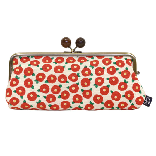 五色帆布堂 和の花シリーズ 6.3寸口金横長ポーチ 豆椿