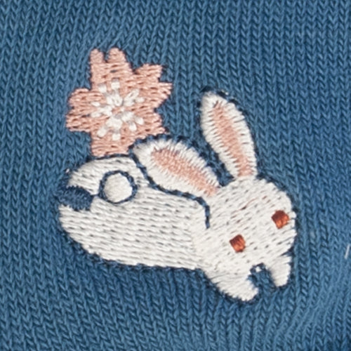 和布日和 刺繍3Pソックス レディース 兎おとぎ桜