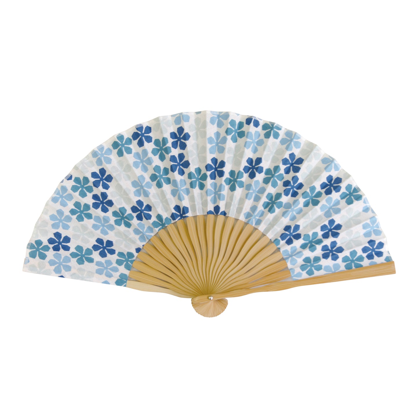 五色帆布堂 地長扇子 花 ブルー