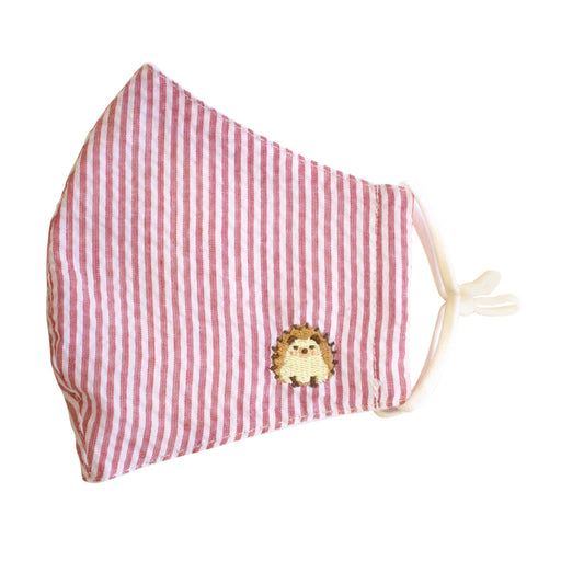 和心 ストライプ刺繍マスク 大人用 はりねずみ