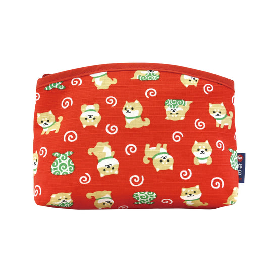 和布日和 底ハギポーチ 豆柴のおつかい 赤