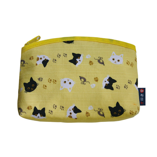 和布日和 底ハギポーチ 猫ネコ イエロー