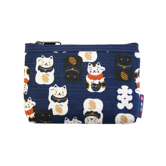 和布日和 F付カードケース 招き猫 紺