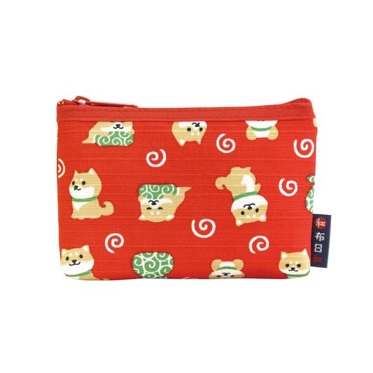 和布日和 F付カードケース 豆柴のおつかい 赤