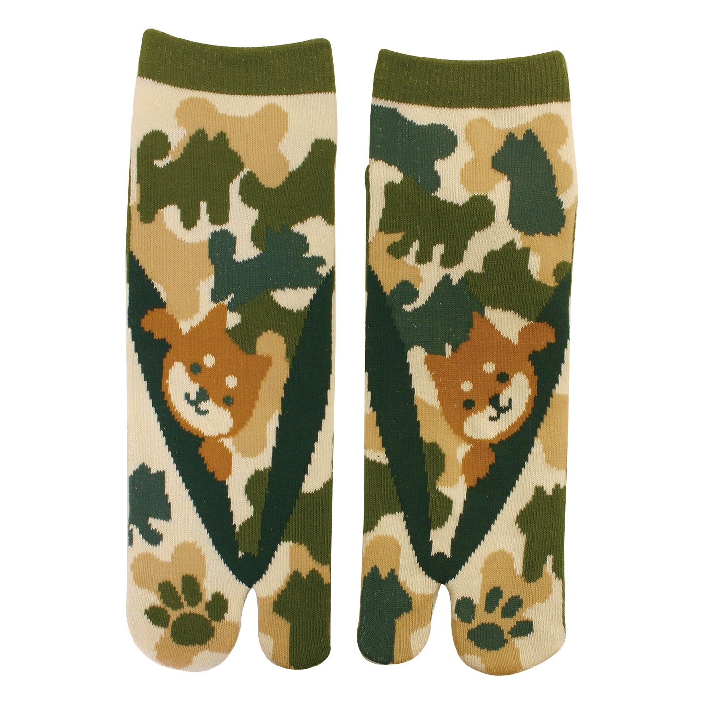 和心 足袋ソックス スニーカー丈 メンズ 草履迷彩柴犬GRN