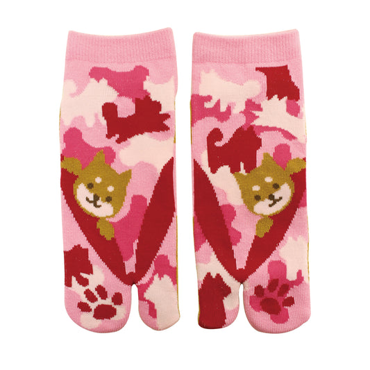 和心 足袋ソックス スニーカー丈 レディース 草履迷彩柴犬PK