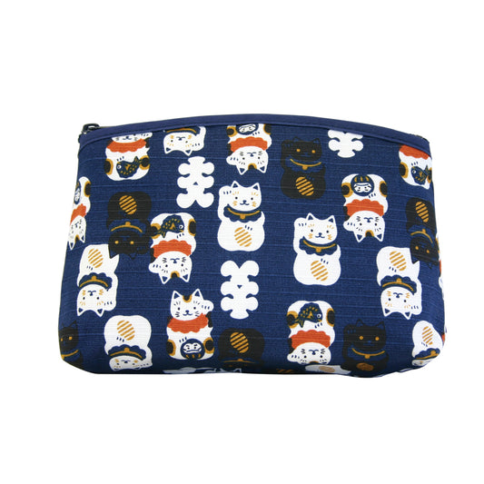 和布日和 底ハギポーチ 招き猫 紺