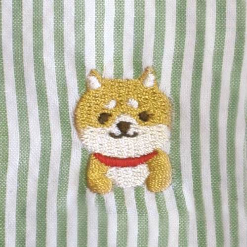 和心 ストライプ刺繍マスク 大人用 豆柴