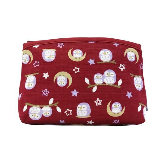 和布日和 底ハギポーチ 月夜のふくろう エンジ