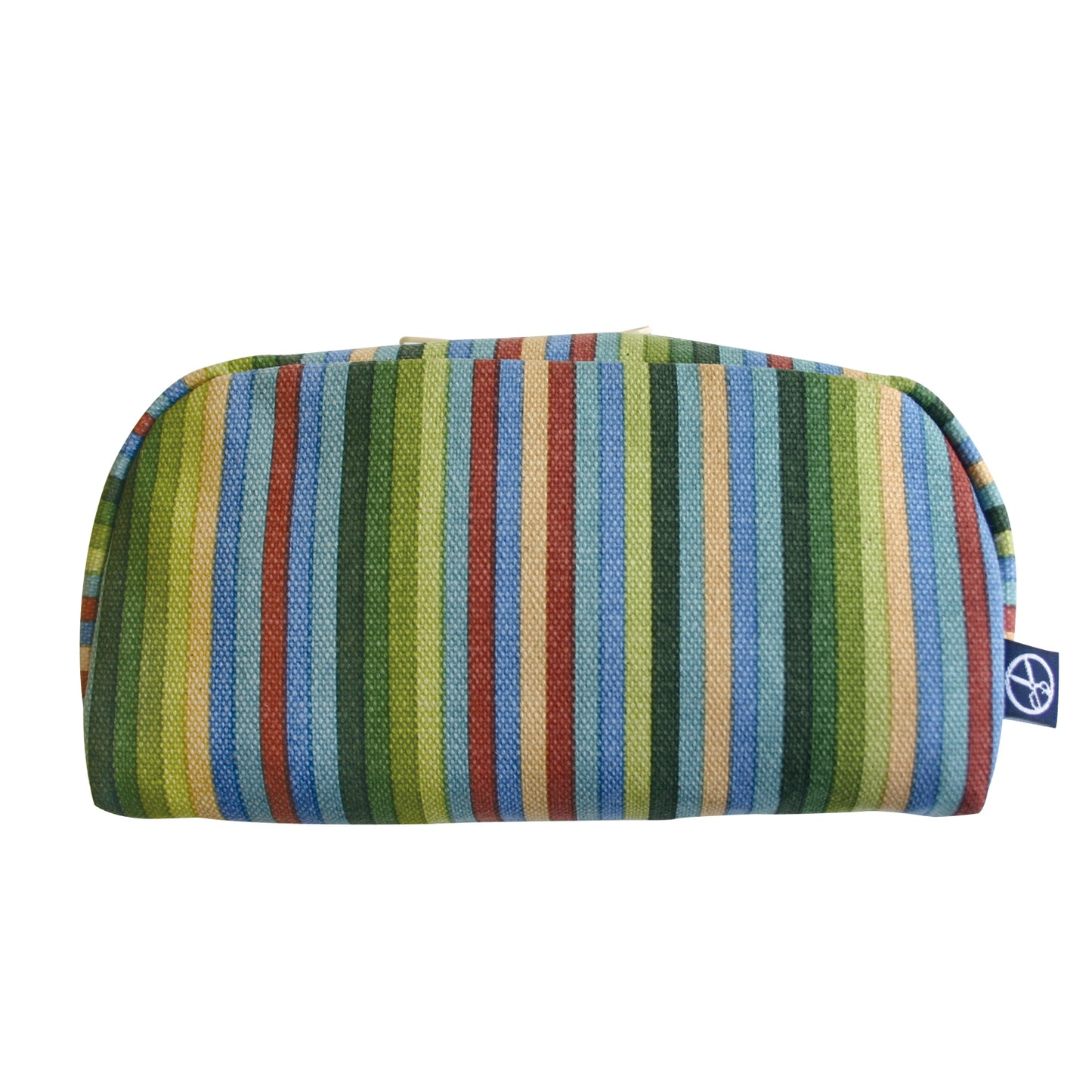 五色帆布堂 横長ポーチ 縞 緑