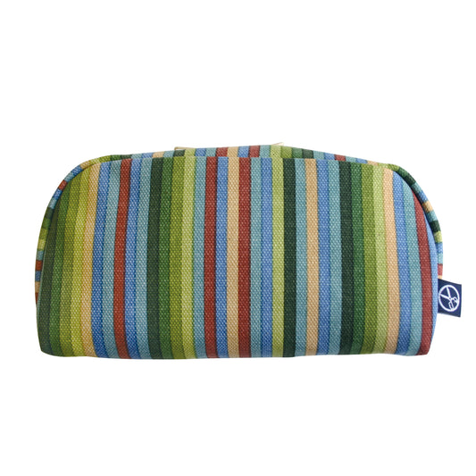 五色帆布堂 横長ポーチ 縞 緑