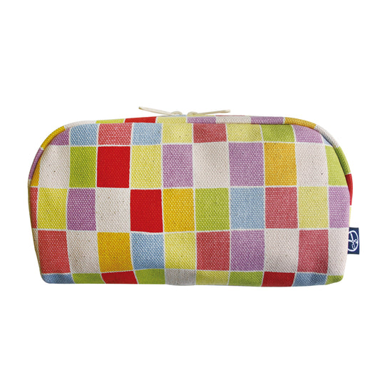 五色帆布堂 横長ポーチ 市松 パステル