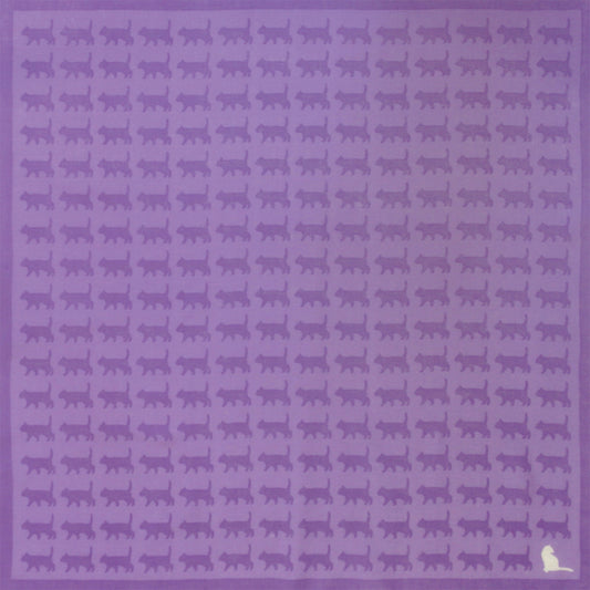 和の色　はんかち　猫　藤紫